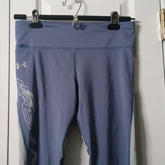 UNDER ARMOUR WOMENS HEATGEAR COMPRESSION MILEAGE GRAPHIC CAPRI BLUE Sz M NWOT - Picture 3 of 10